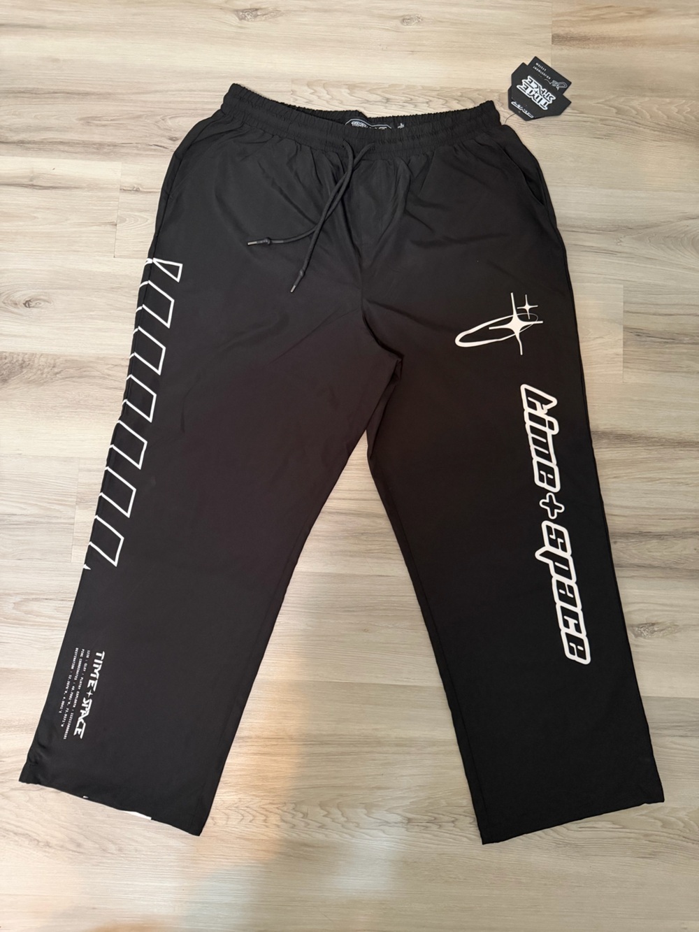 Black Graphic Space-Print Jogger Pants